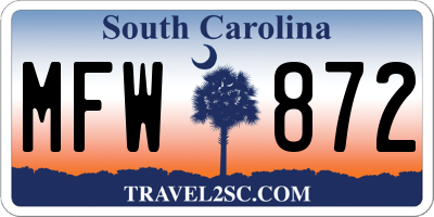 SC license plate MFW872