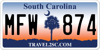 SC license plate MFW874