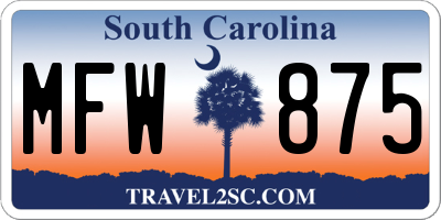 SC license plate MFW875