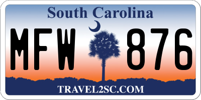 SC license plate MFW876