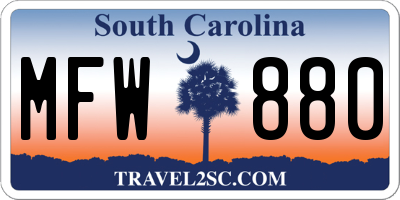 SC license plate MFW880