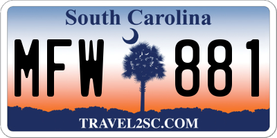 SC license plate MFW881