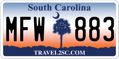 SC license plate MFW883