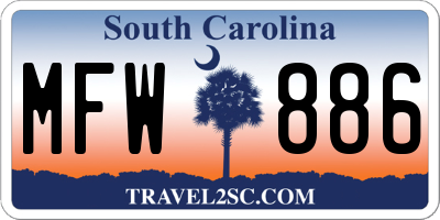 SC license plate MFW886