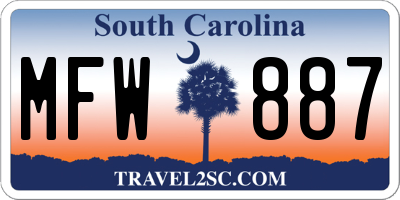 SC license plate MFW887