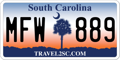 SC license plate MFW889