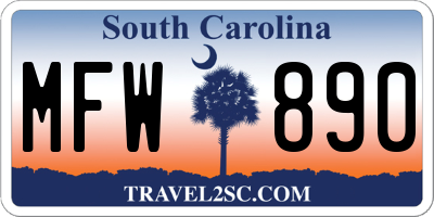 SC license plate MFW890
