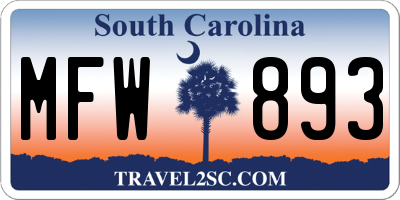 SC license plate MFW893