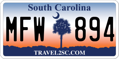 SC license plate MFW894