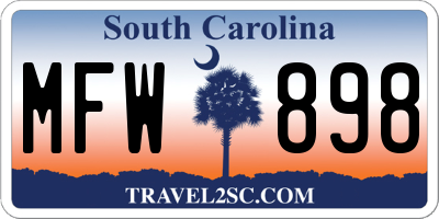 SC license plate MFW898