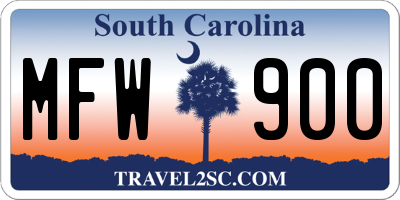 SC license plate MFW900
