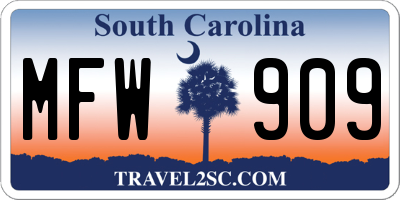 SC license plate MFW909