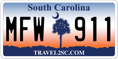 SC license plate MFW911