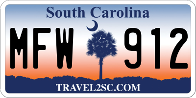 SC license plate MFW912