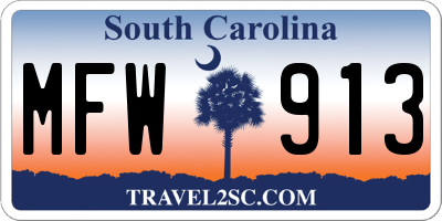 SC license plate MFW913