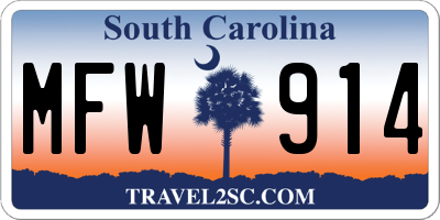 SC license plate MFW914