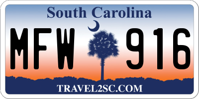 SC license plate MFW916