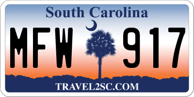 SC license plate MFW917