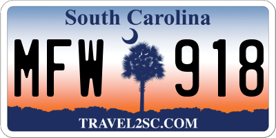 SC license plate MFW918