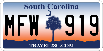 SC license plate MFW919