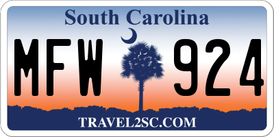SC license plate MFW924