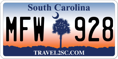 SC license plate MFW928