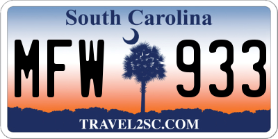 SC license plate MFW933