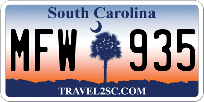 SC license plate MFW935