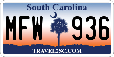 SC license plate MFW936