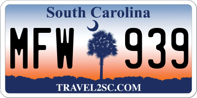 SC license plate MFW939