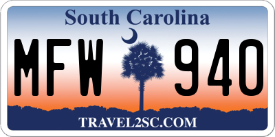 SC license plate MFW940