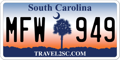 SC license plate MFW949