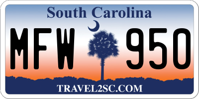 SC license plate MFW950