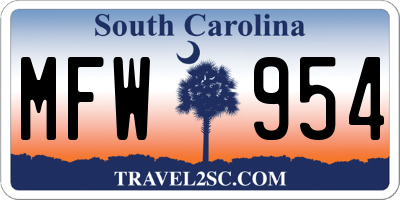 SC license plate MFW954