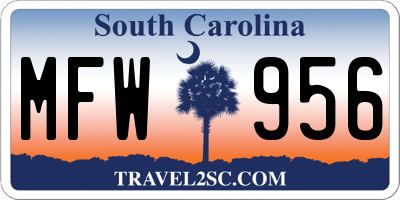 SC license plate MFW956