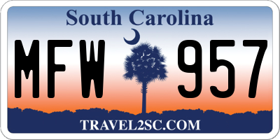 SC license plate MFW957