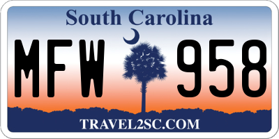 SC license plate MFW958