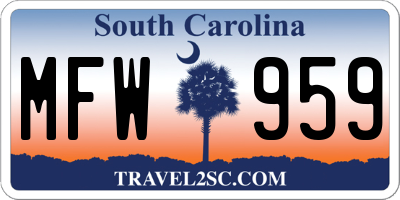 SC license plate MFW959