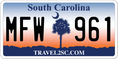 SC license plate MFW961