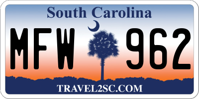 SC license plate MFW962