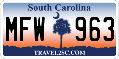 SC license plate MFW963