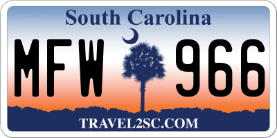 SC license plate MFW966