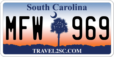 SC license plate MFW969