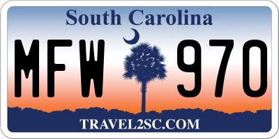 SC license plate MFW970