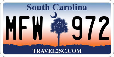 SC license plate MFW972