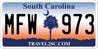 SC license plate MFW973