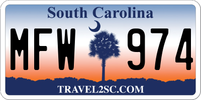 SC license plate MFW974