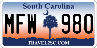 SC license plate MFW980