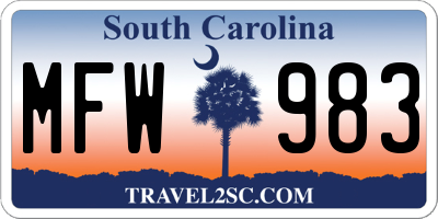 SC license plate MFW983