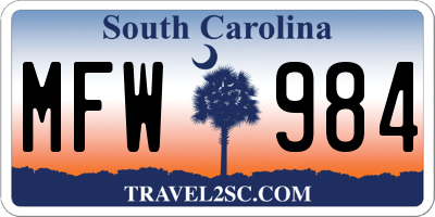 SC license plate MFW984